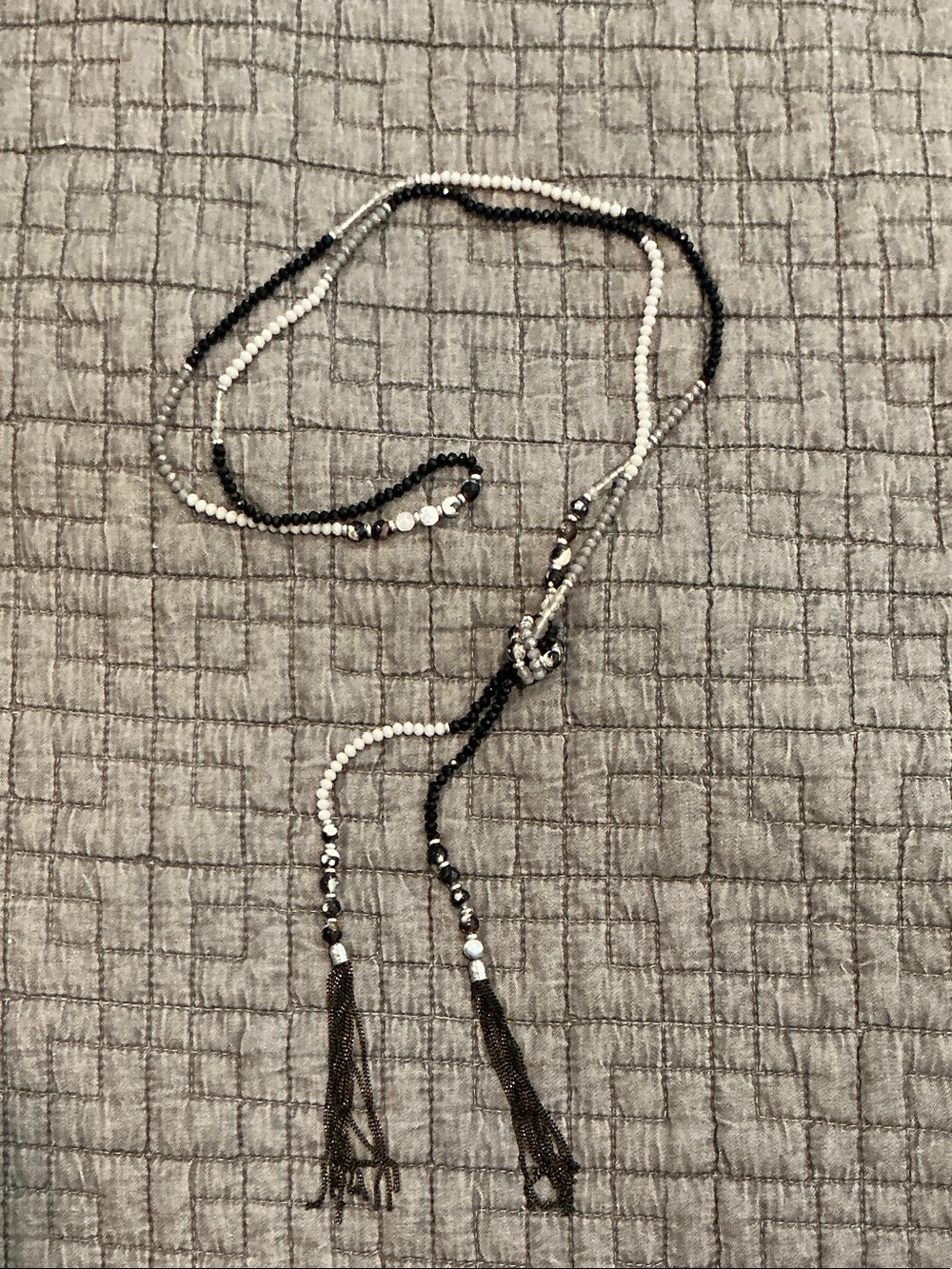 Nordstrom BlackBeaded Lariat Necklace 27” long